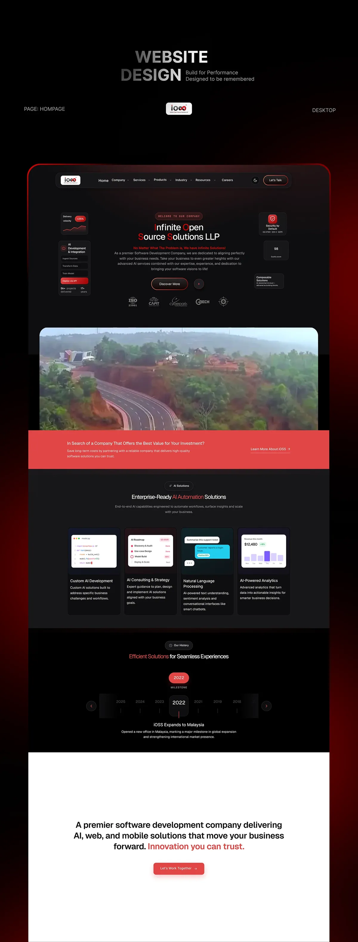 iOSS redesigned homepage
